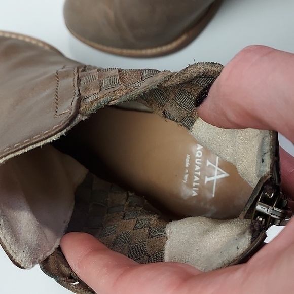 Aquatalia Women Frannie Basket Weave Leather Ankle Booties Brown Tan Size 8 - Picture 13 of 16